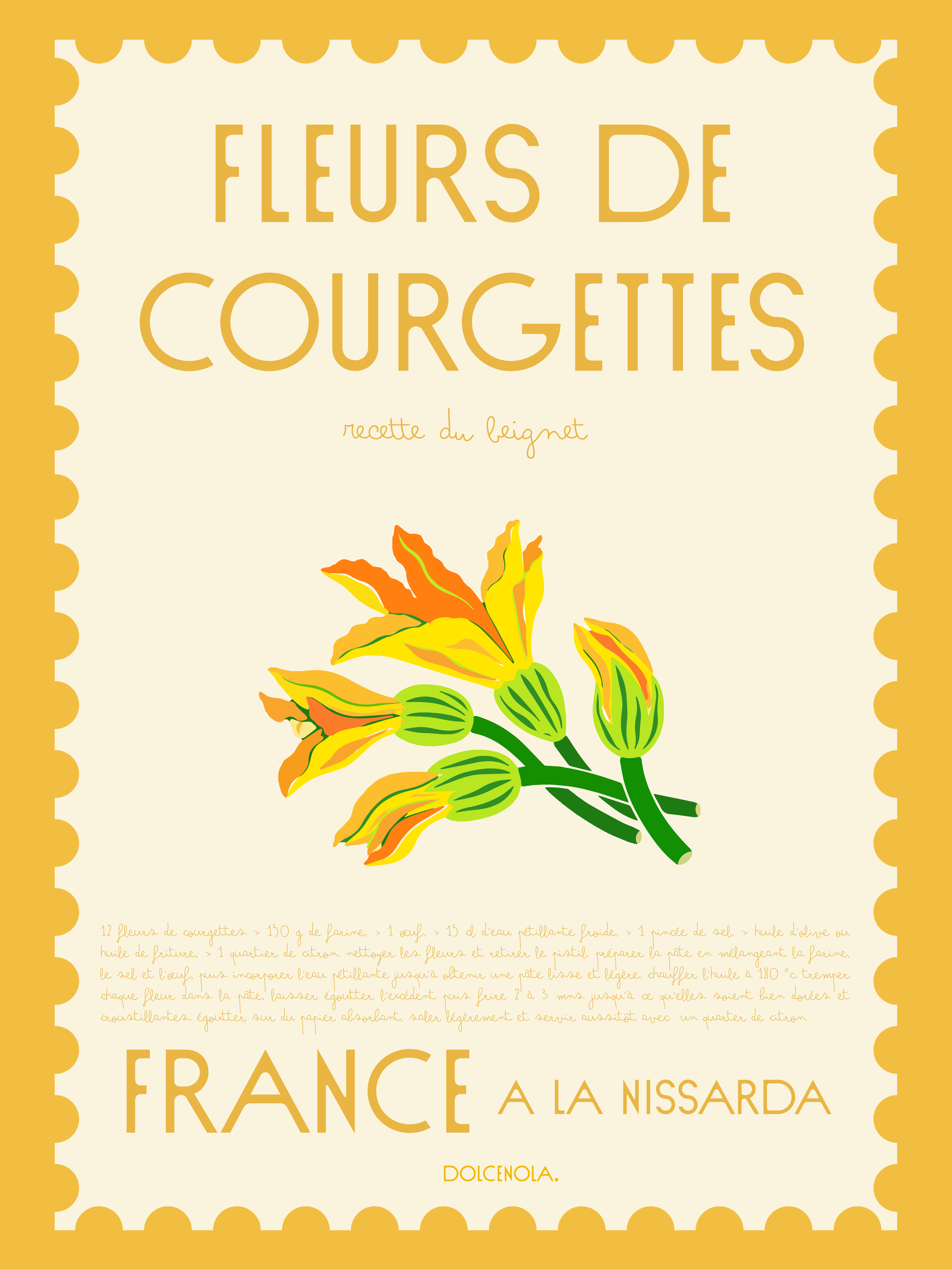 Affiche Fleurs de courgettes timbre