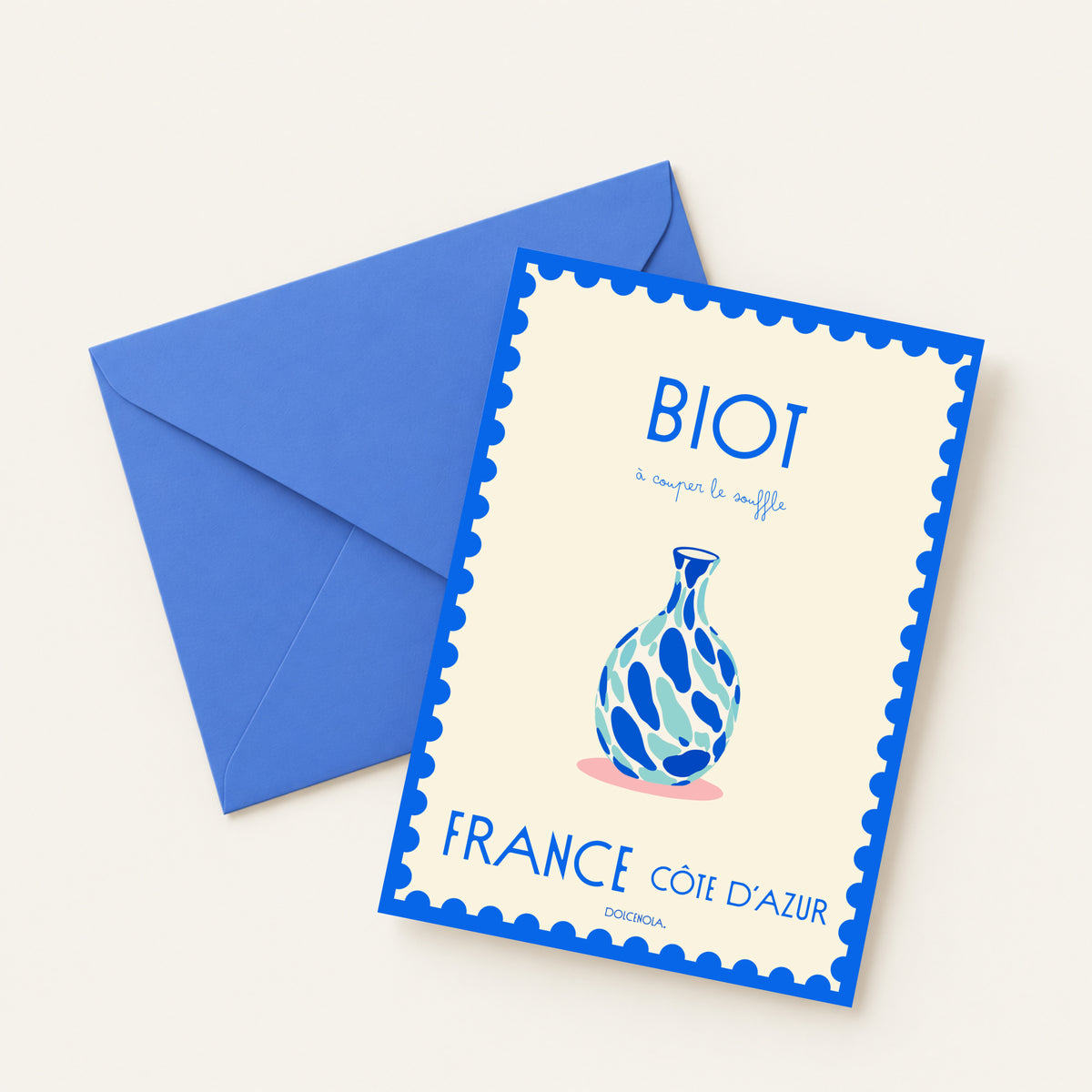 Carte postale illustrée Biot, village perché des Alpes-Maritimes, fine art 300g coton, Dolcenola