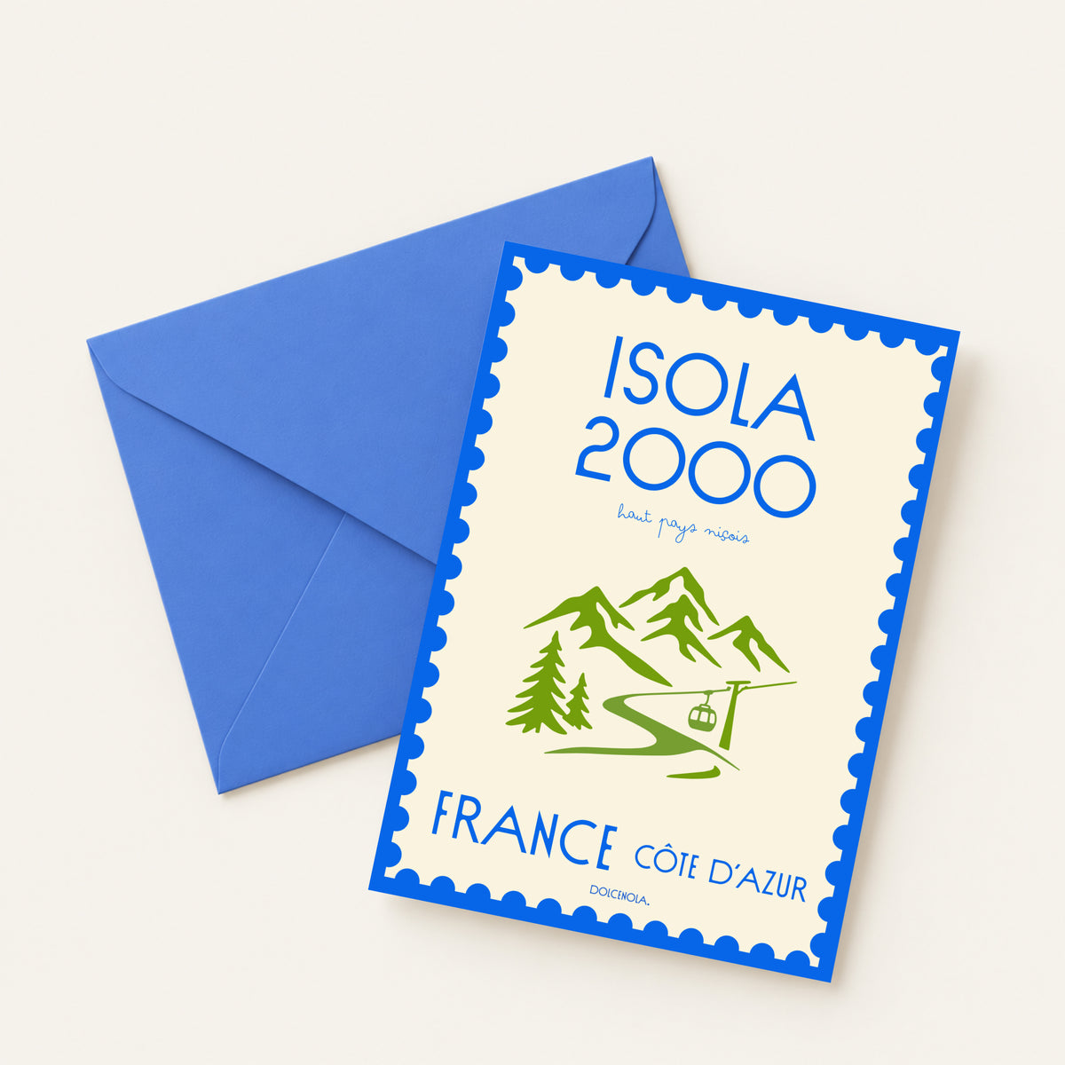 Carte postale illustrée Isola 2000, station de ski des Alpes-Maritimes, fine art 300g coton, Dolcenola
