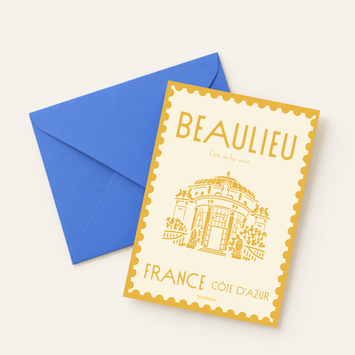 Carte postale illustrée Beaulieu-sur-Mer, baie élégante de la Riviera, fine art 300g coton, Dolcenola