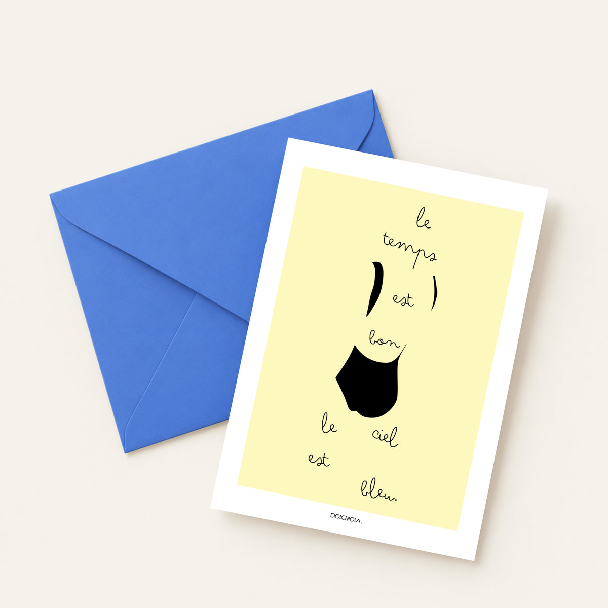 Carte postale illustrée Le temps est bon, invitation à profiter du moment, fine art 300g coton, Dolcenola