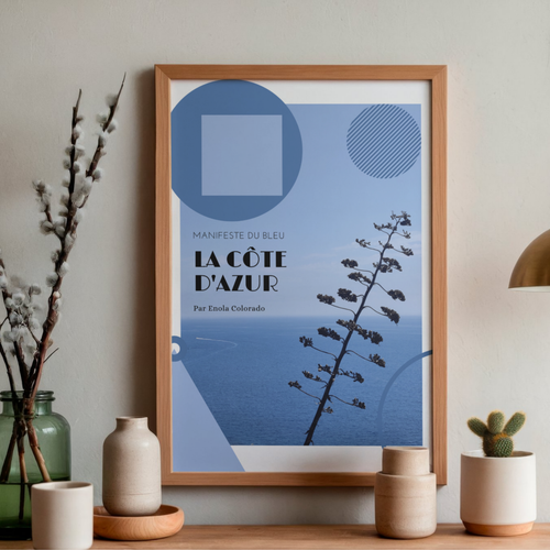 Affiche illustrée La Côte Bleue, côte sauvage turquoise entre Marseille et Martigues, Dolcenola Studio