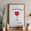 Affiche rétro-vintage L'Amour en Rouge, ode au vin et à la Côte d'Azur, Dolcenola Studio Nice