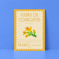 Affiche illustrée Fleurs de Courgettes, motif gourmand niçois style timbre, fine art 250g coton, Dolcenola