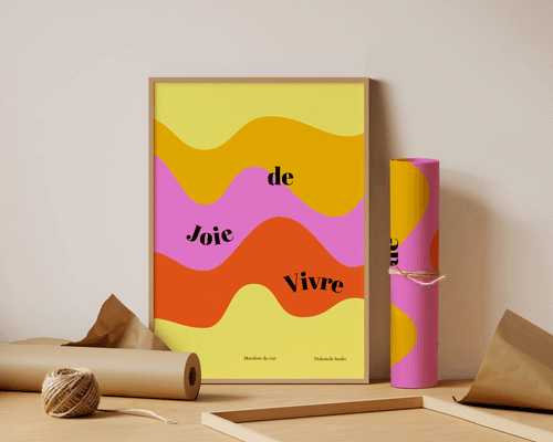Affiche illustrée Joie de Vivre, poster positif et lumineux célébrant les petits bonheurs, Dolcenola Studio