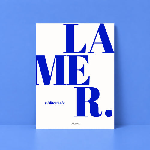Affiche illustrée La Mer Méditerranée, hommage à la grande bleue, fine art 150g coton, Dolcenola