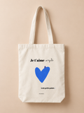 Tote bag Je t'aime Virgule Dolcenola, sac en toile motif romantique