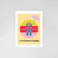 Carte postale illustrée L'Amour à la Plage, romantique et estivale, fine art 300g coton, Dolcenola Studio Nice