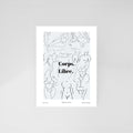 Carte postale illustrée Un Corps Libre, body positive et célébration de la liberté, fine art 300g coton, Dolcenola Studio