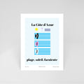 Carte postale illustrée La Côte d'Azur, souvenir de la Riviera française et de ses plages, fine art 300g coton, Dolcenola Studio