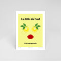 Carte postale illustrée La Fille du Sud, femme libre et lumineuse esprit méditerranéen, fine art 300g coton, Dolcenola Studio