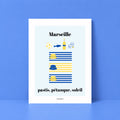 Affiche illustrée Marseille, hommage à la cité phocéenne, fine art 150g coton, Dolcenola