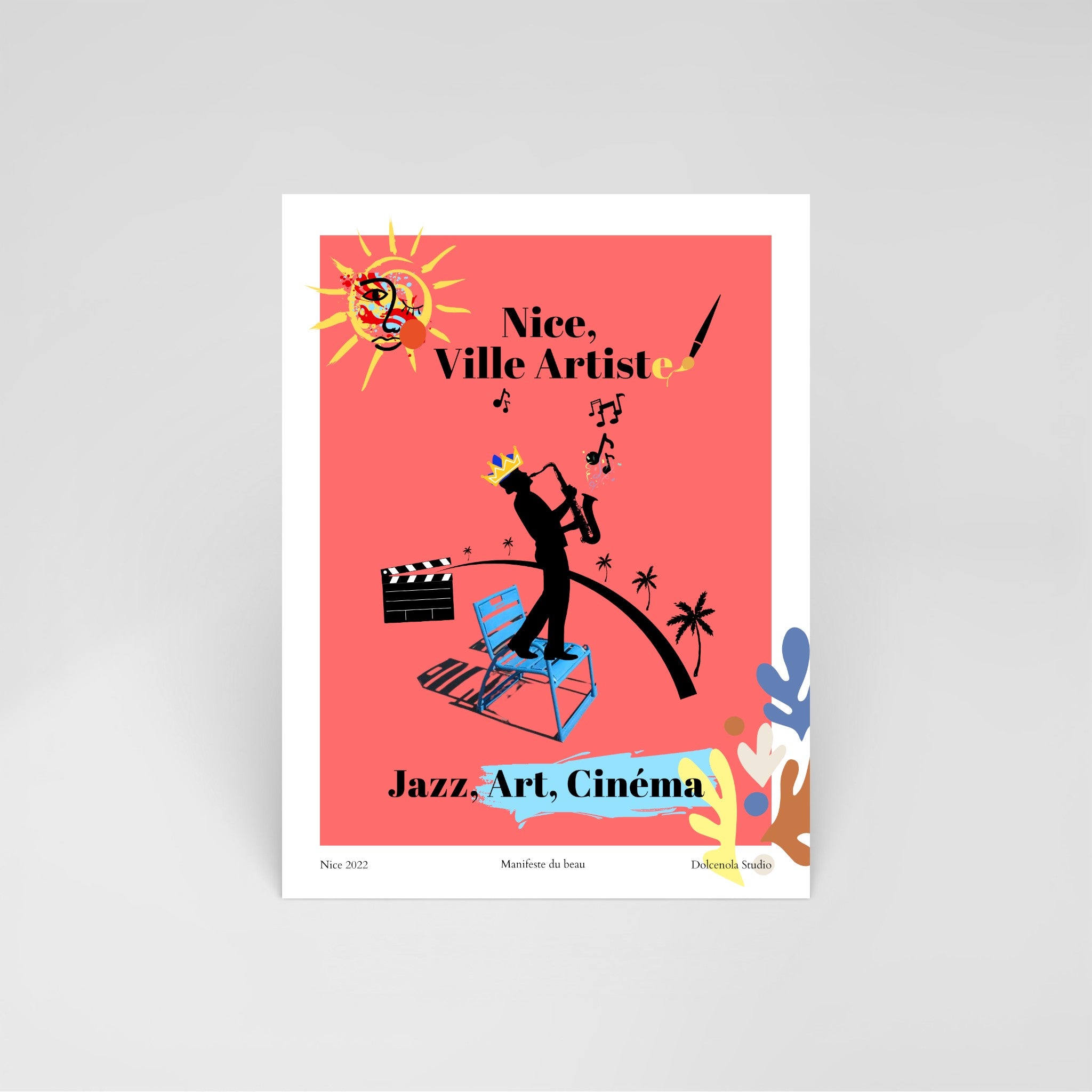 Carte postale illustrée Nice Artiste, hommage à la ville et à sa lumière créatrice, fine art 300g coton, Dolcenola Studio