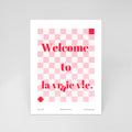 Carte postale illustrée Welcome to la Vraie Vie, manifeste positif joyeux, fine art 300g coton, Dolcenola Studio
